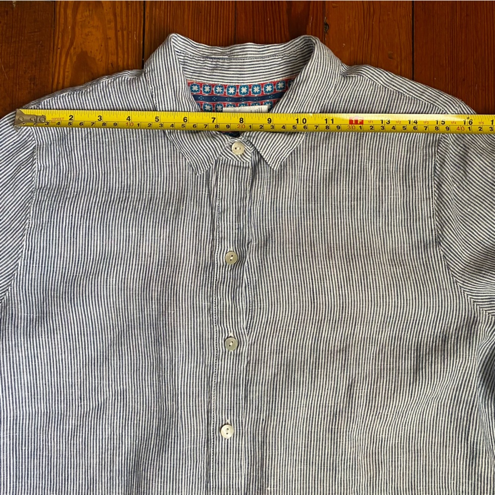 J Jill Linen Linen blend Striped Floral Back Button Top Linen cotton Size Medium - Picture 11 of 14